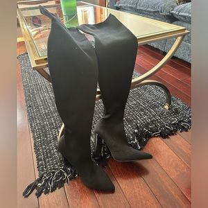 Black stretchy over the knee boots